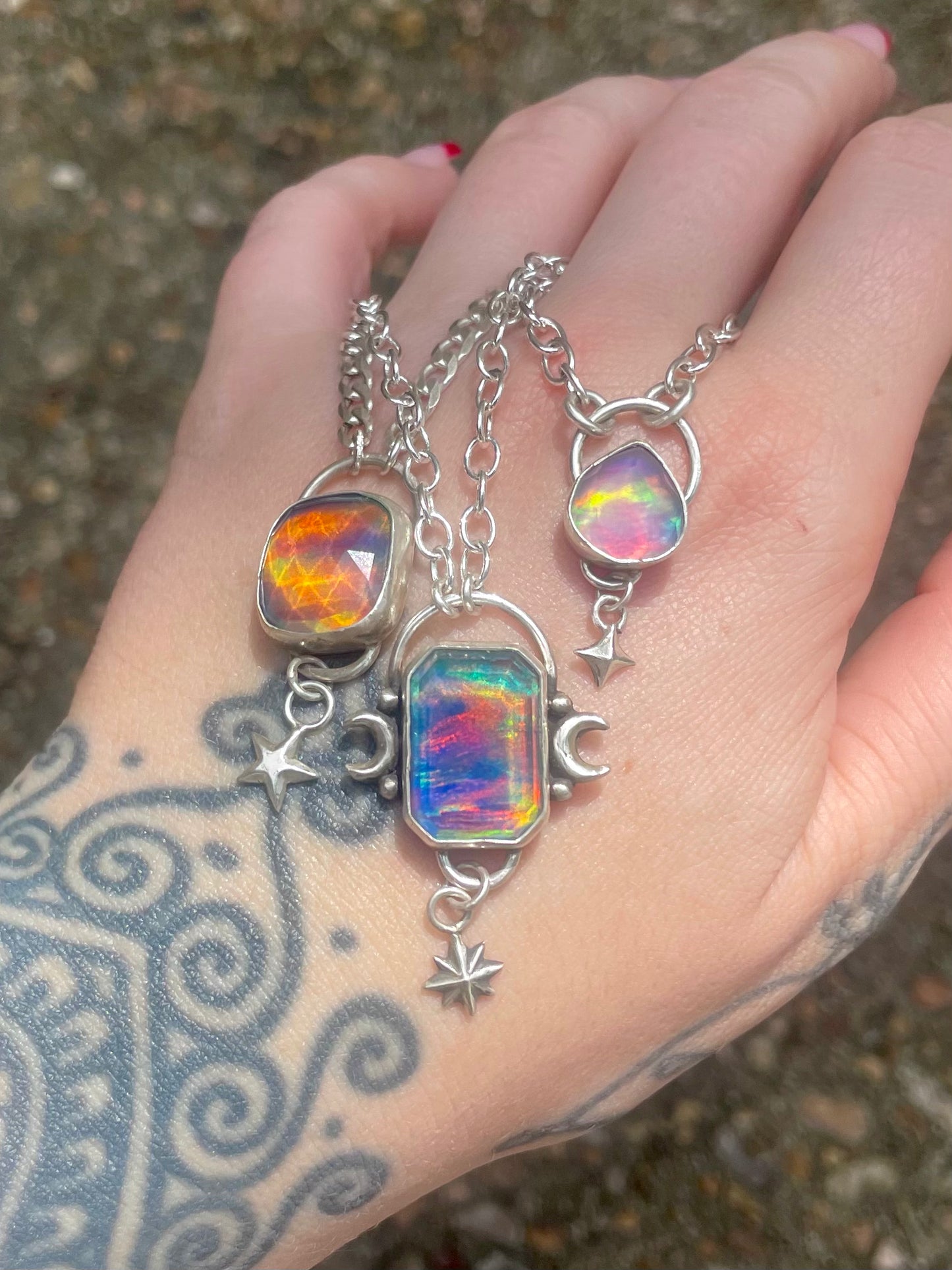 Rainbow teardrop starfall nexklace