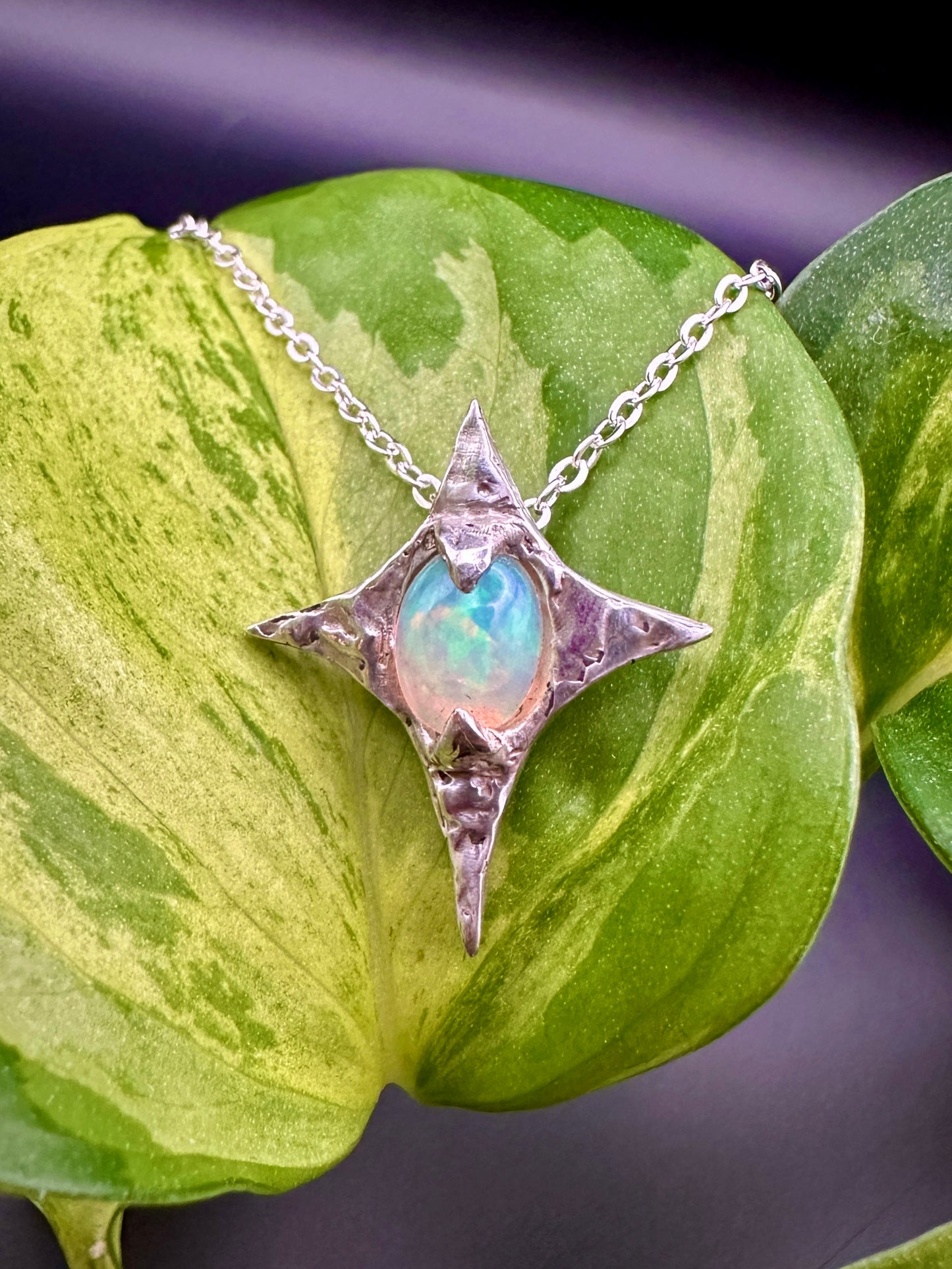 Opal star necklace