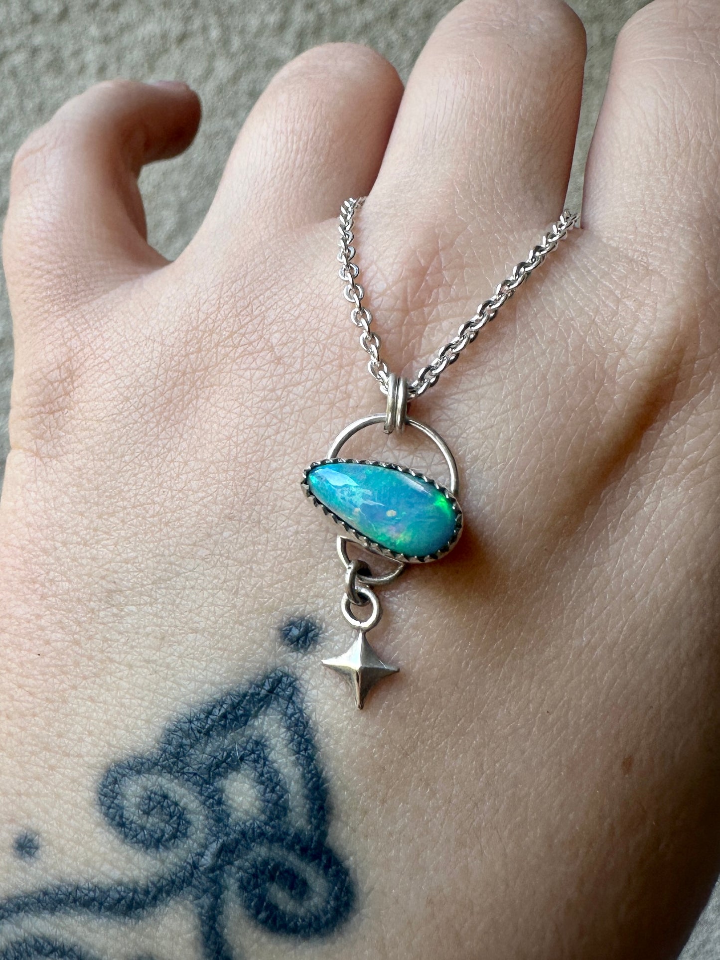 Opal falling star necklace