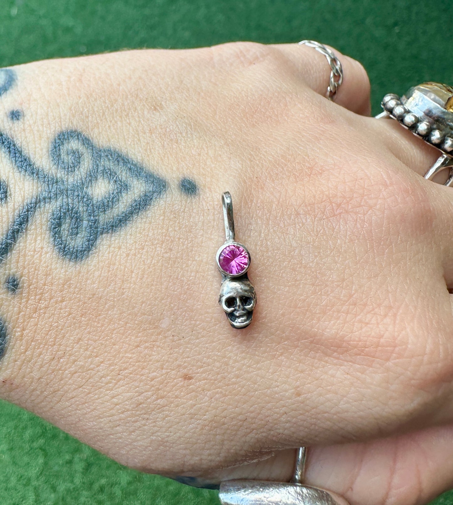 Ruby skull charm 2