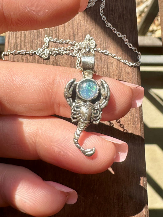 Opal scorpion necklace