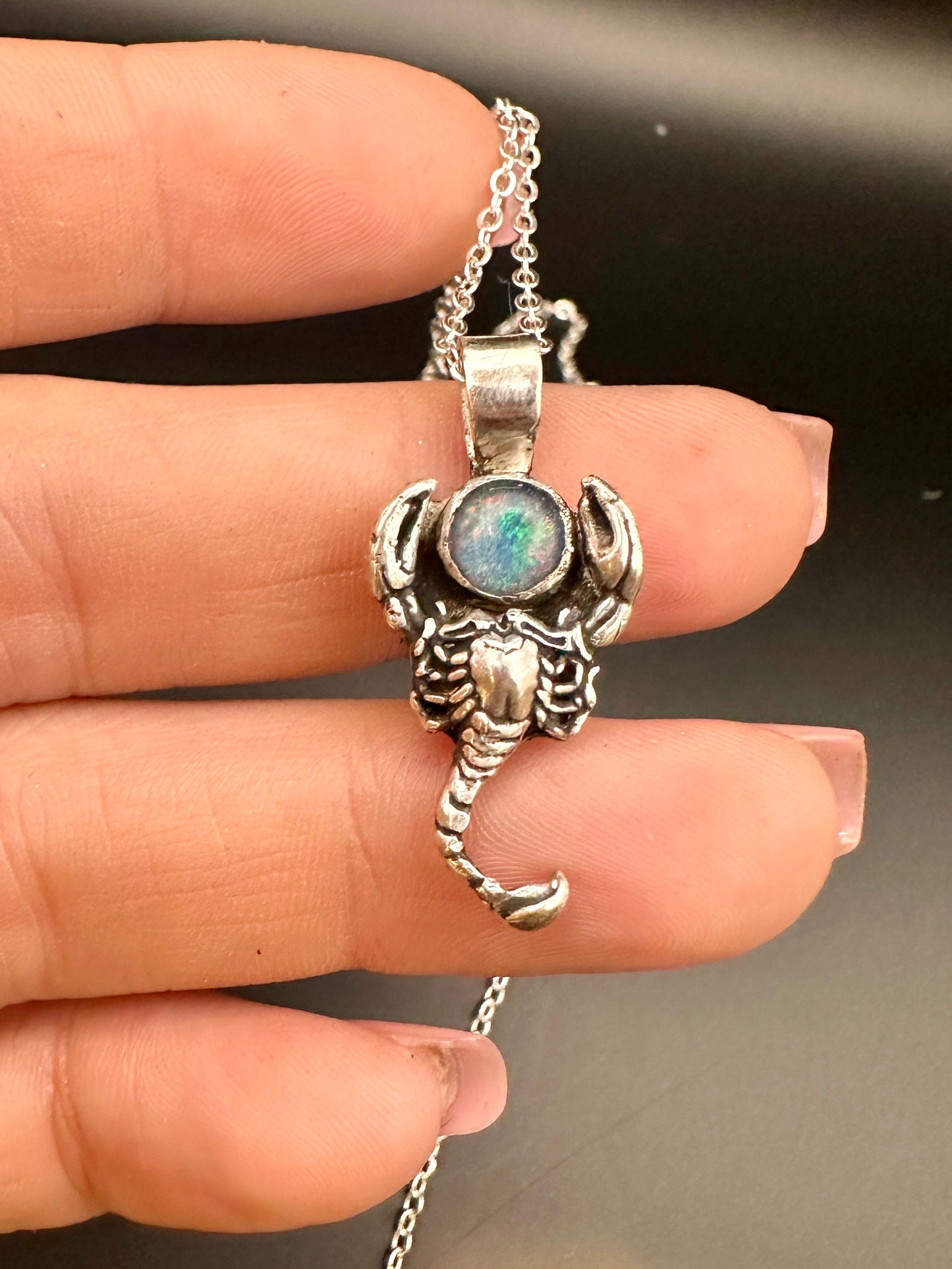 Opal scorpion necklace