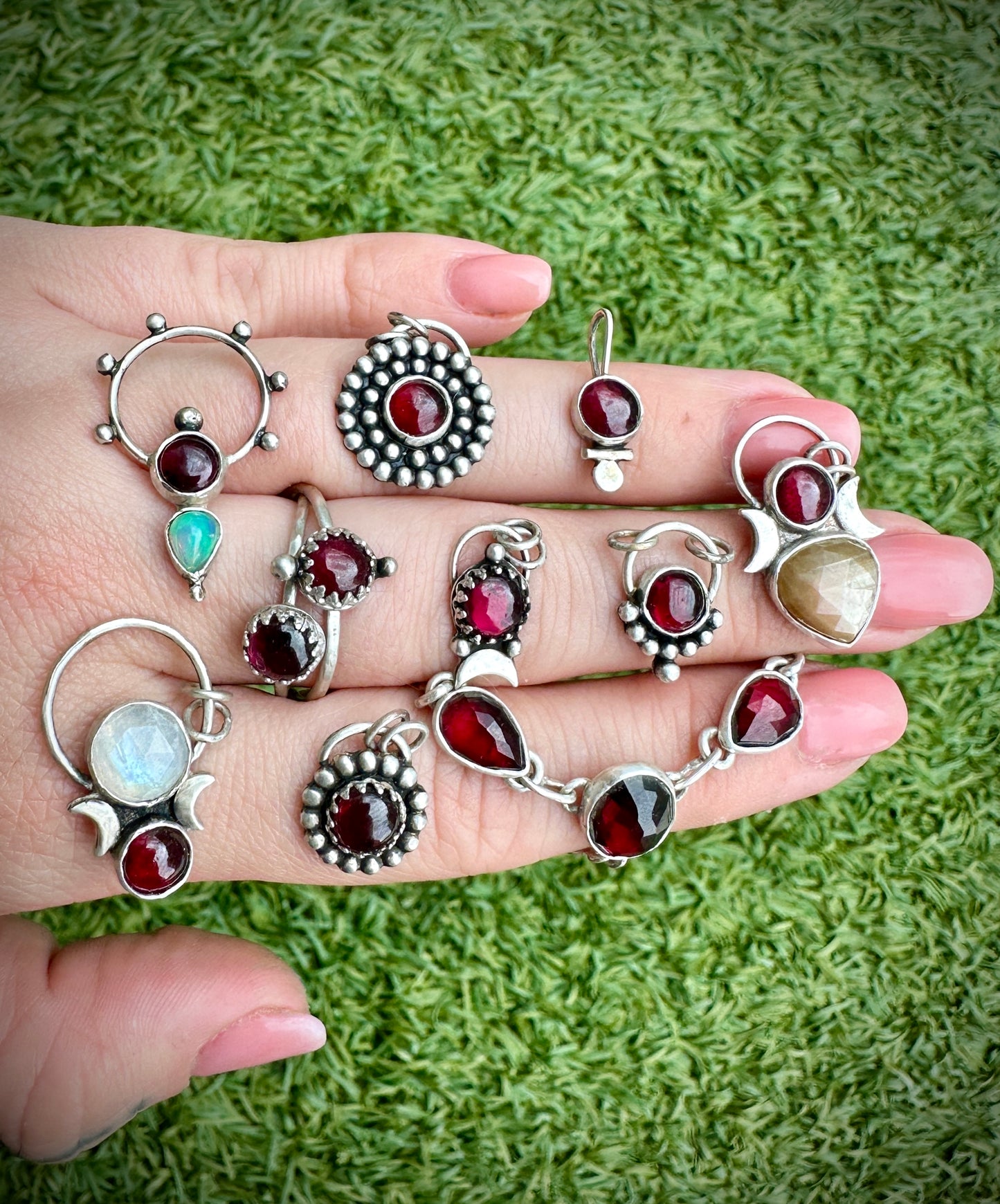 Beaded garnet necklace