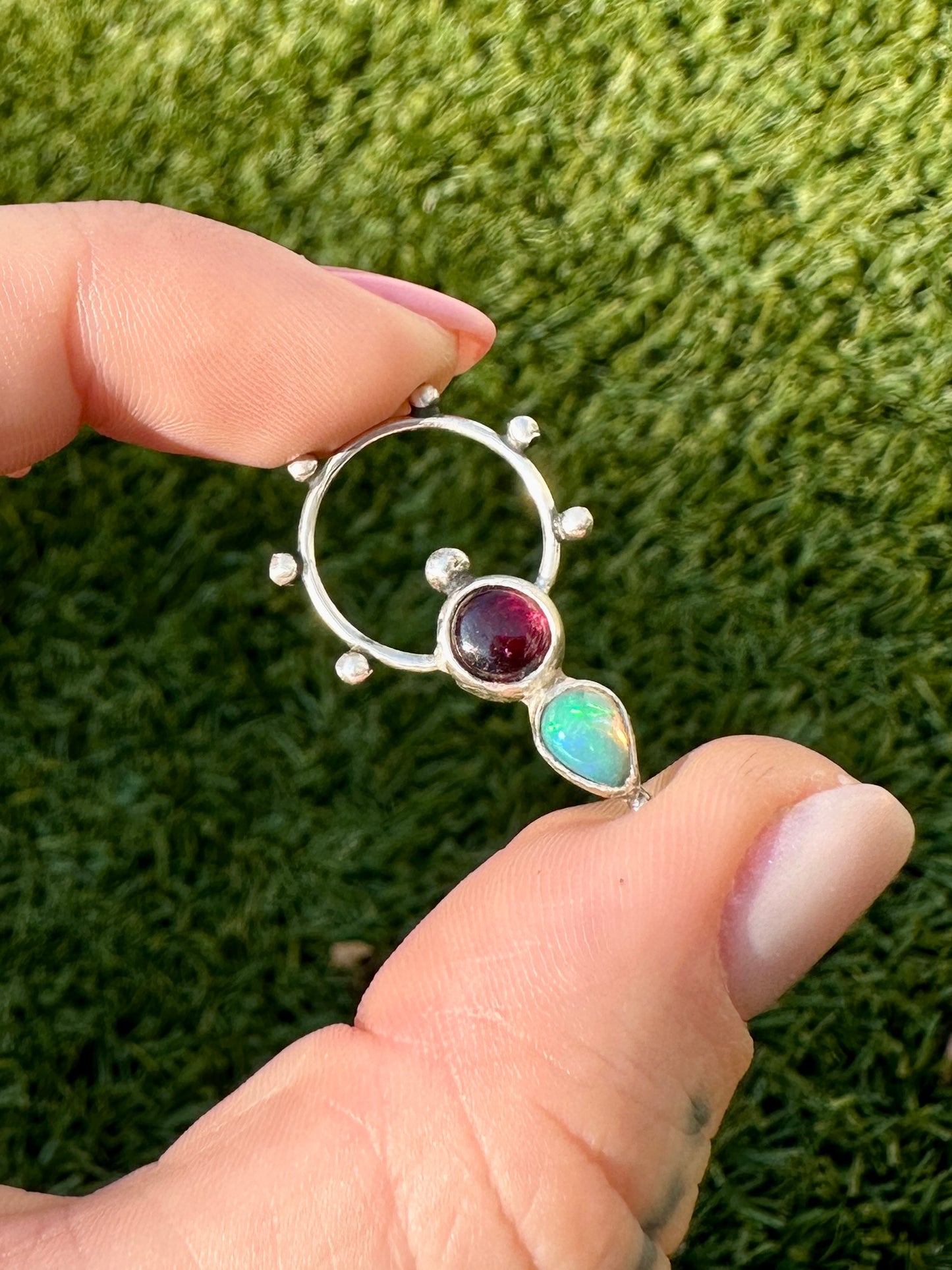 Garnet and opal talisman