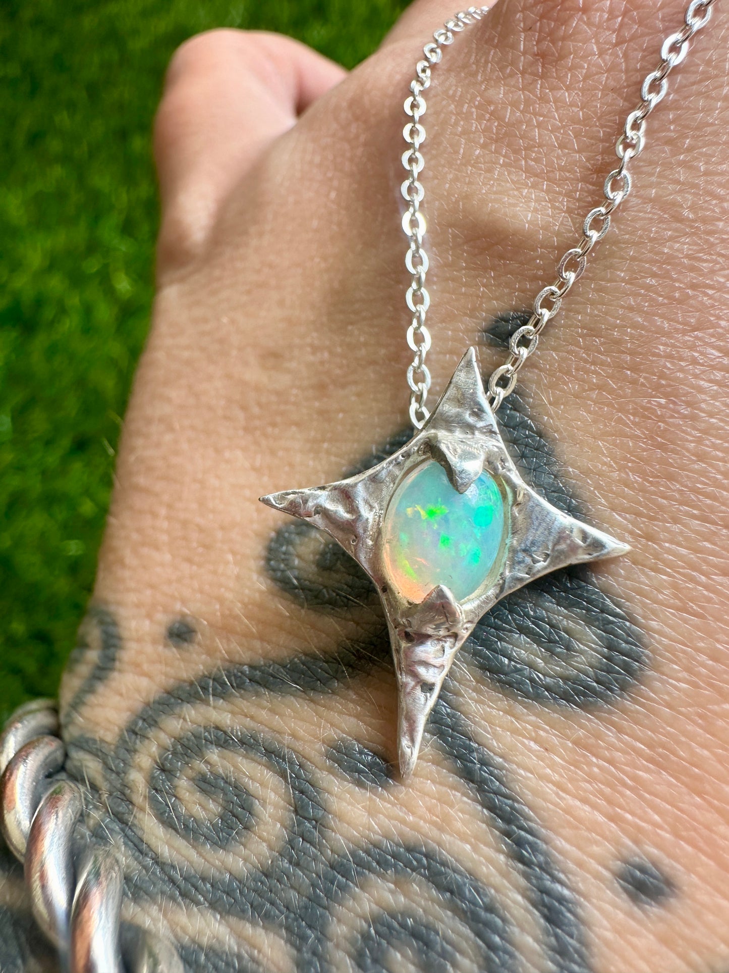 Opal star necklace