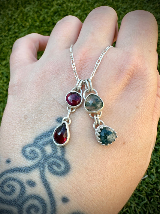 Two stone garnet necklace