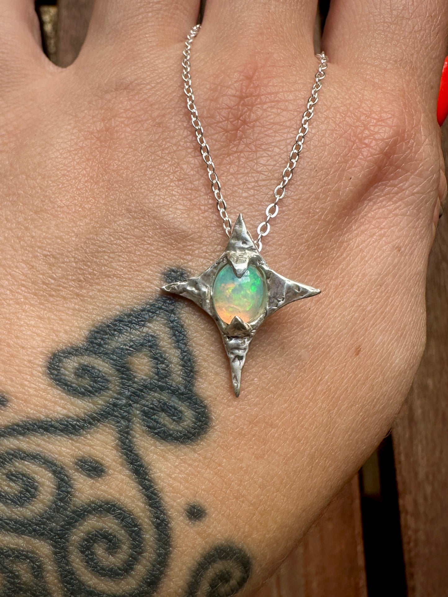 Opal star necklace