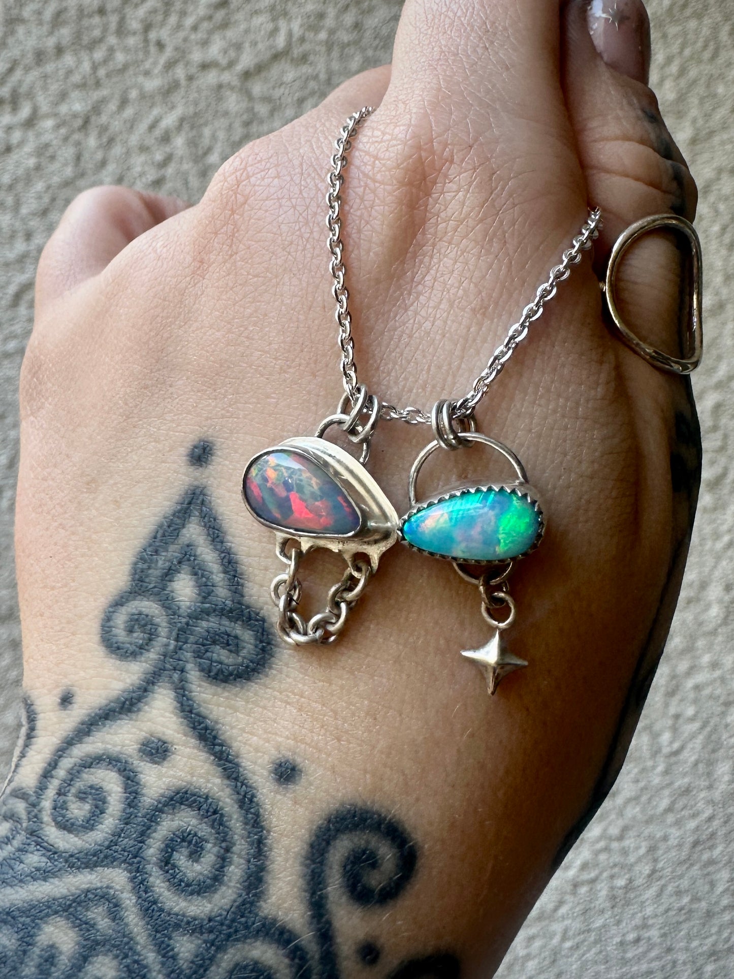 Opal falling star necklace