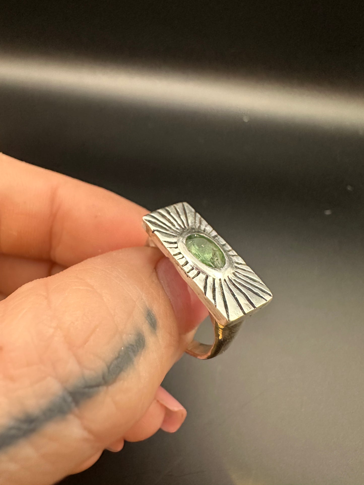 Tourmaline burst ring sz 6.5 (please read description)