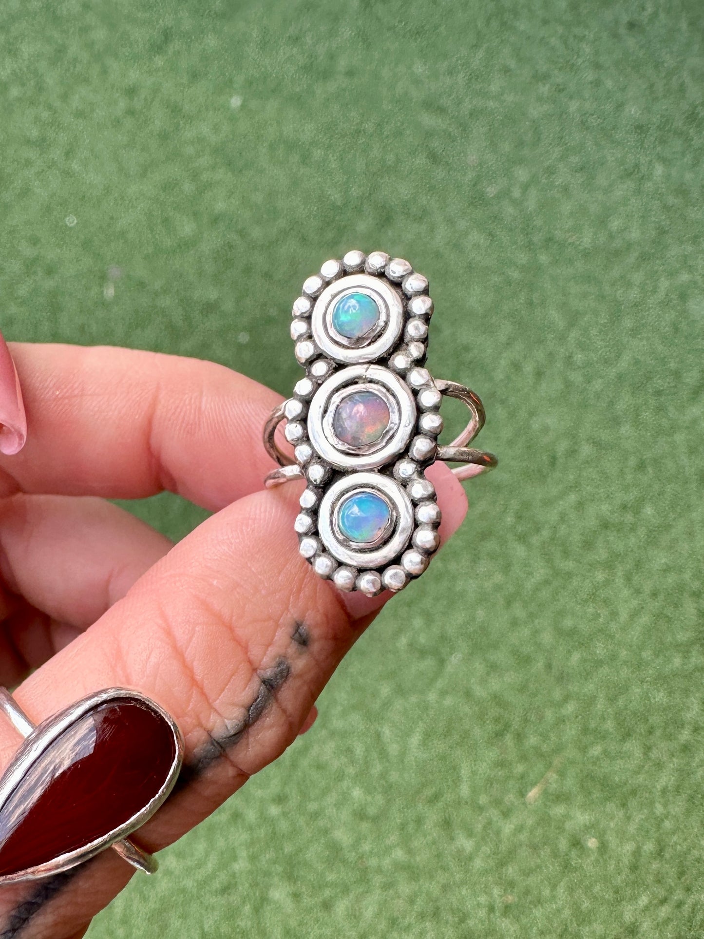 Triple opal ring sz 6.5