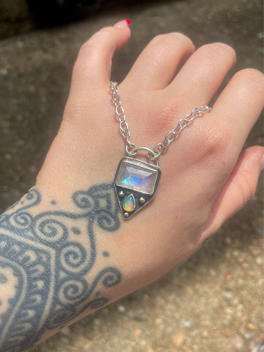 Moonstone and Opal amulet