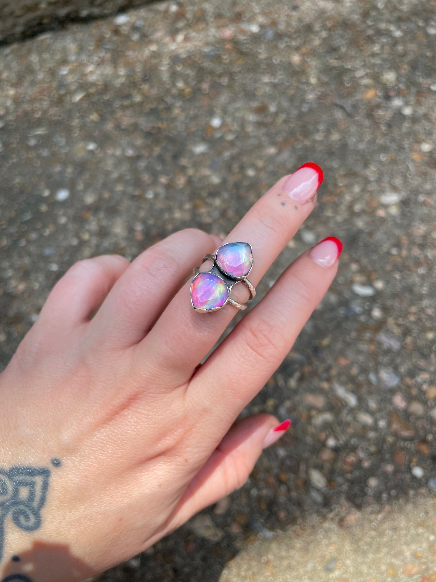 Double aura Opal ring sz 6