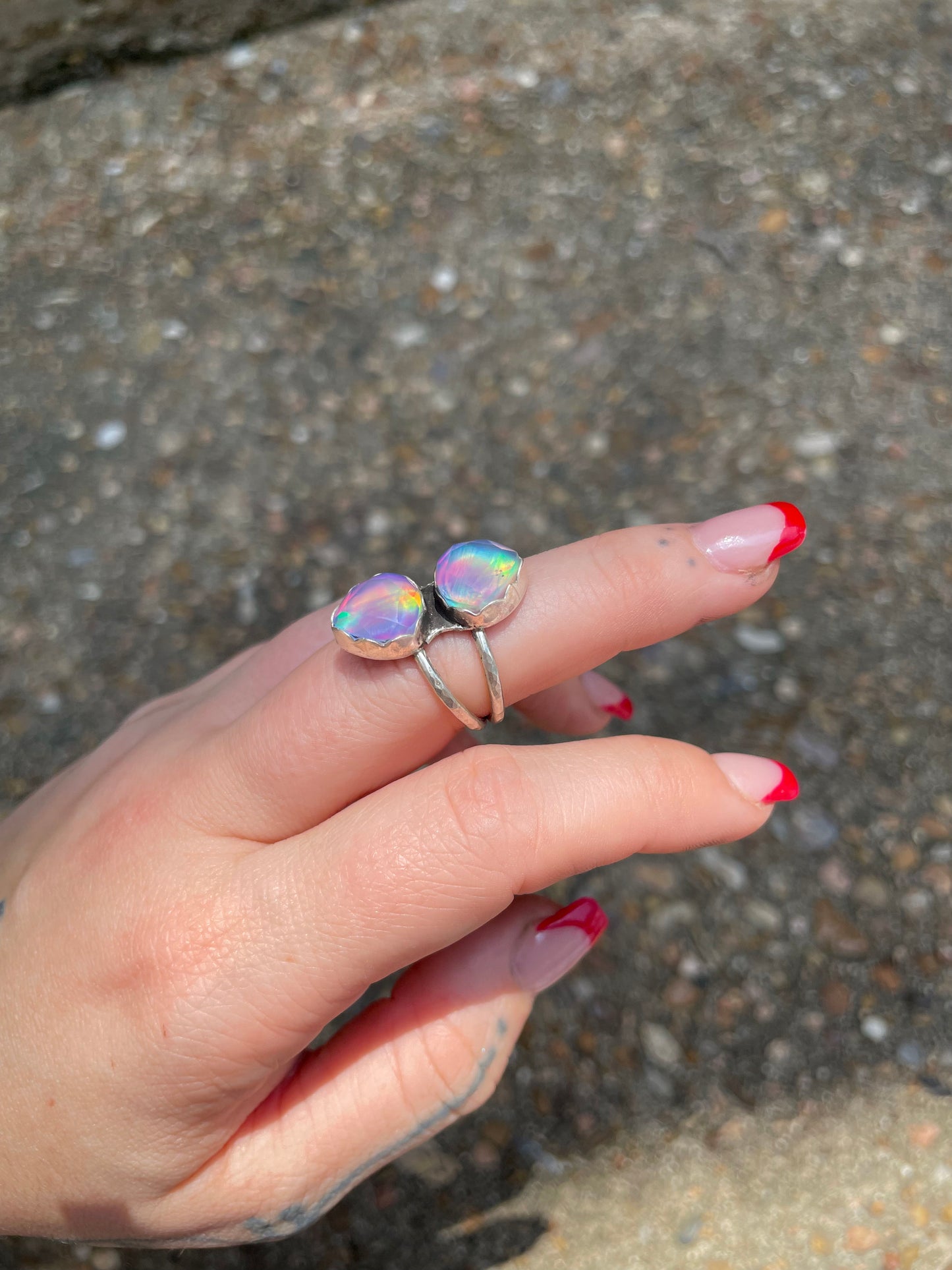 Double aura Opal ring sz 6