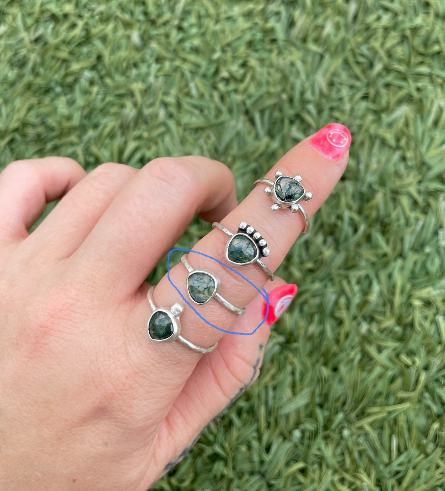 Moss agate ring