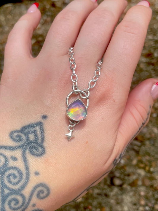 Rainbow teardrop starfall nexklace