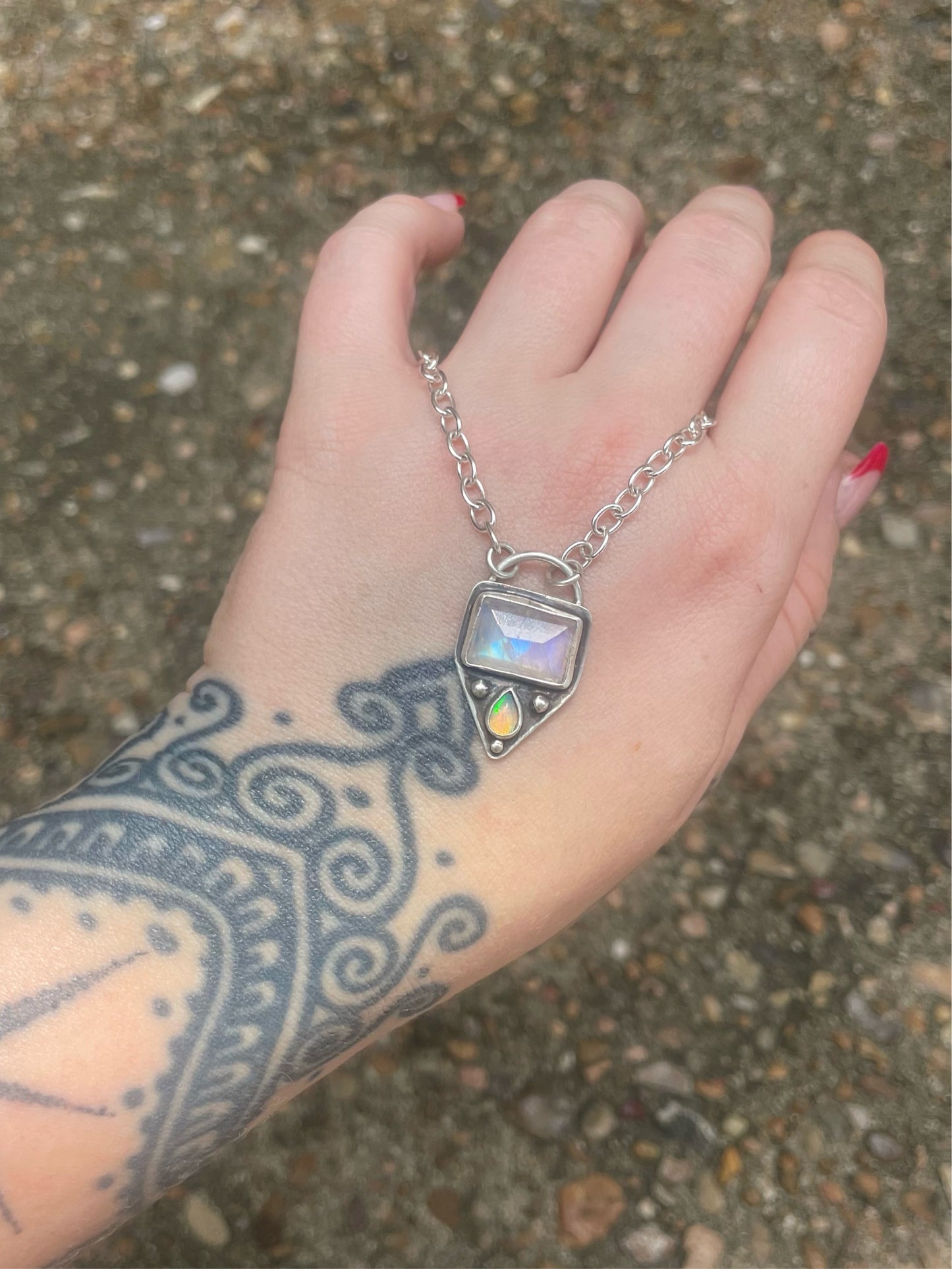 Moonstone and Opal amulet