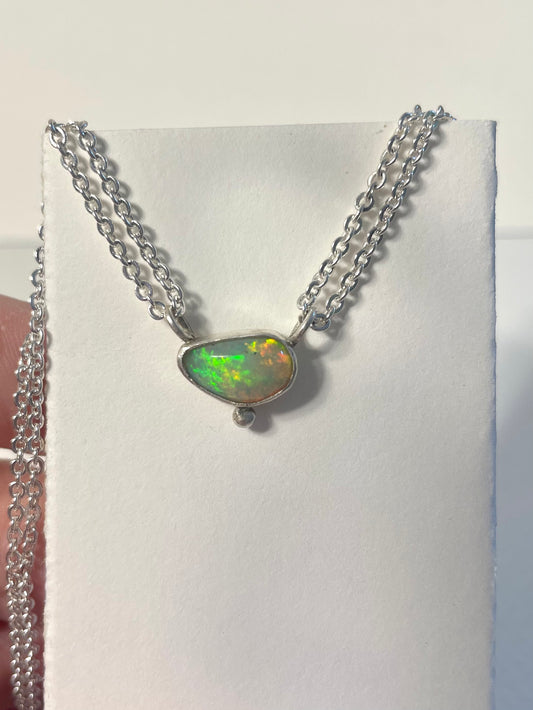 Opal double loop pendant