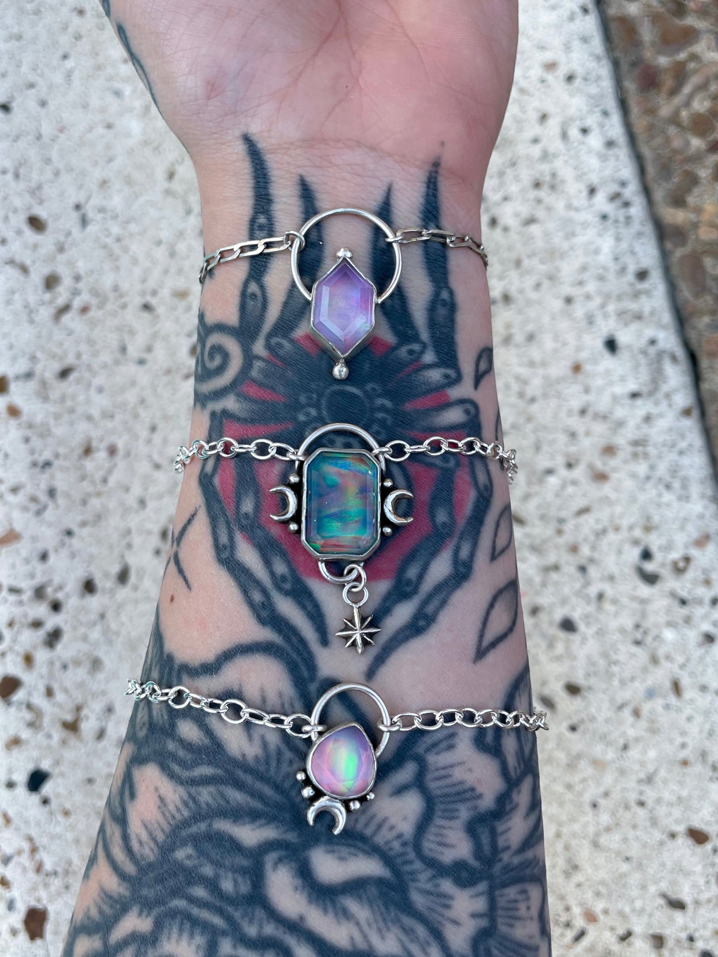 Aura Opal hex necklace