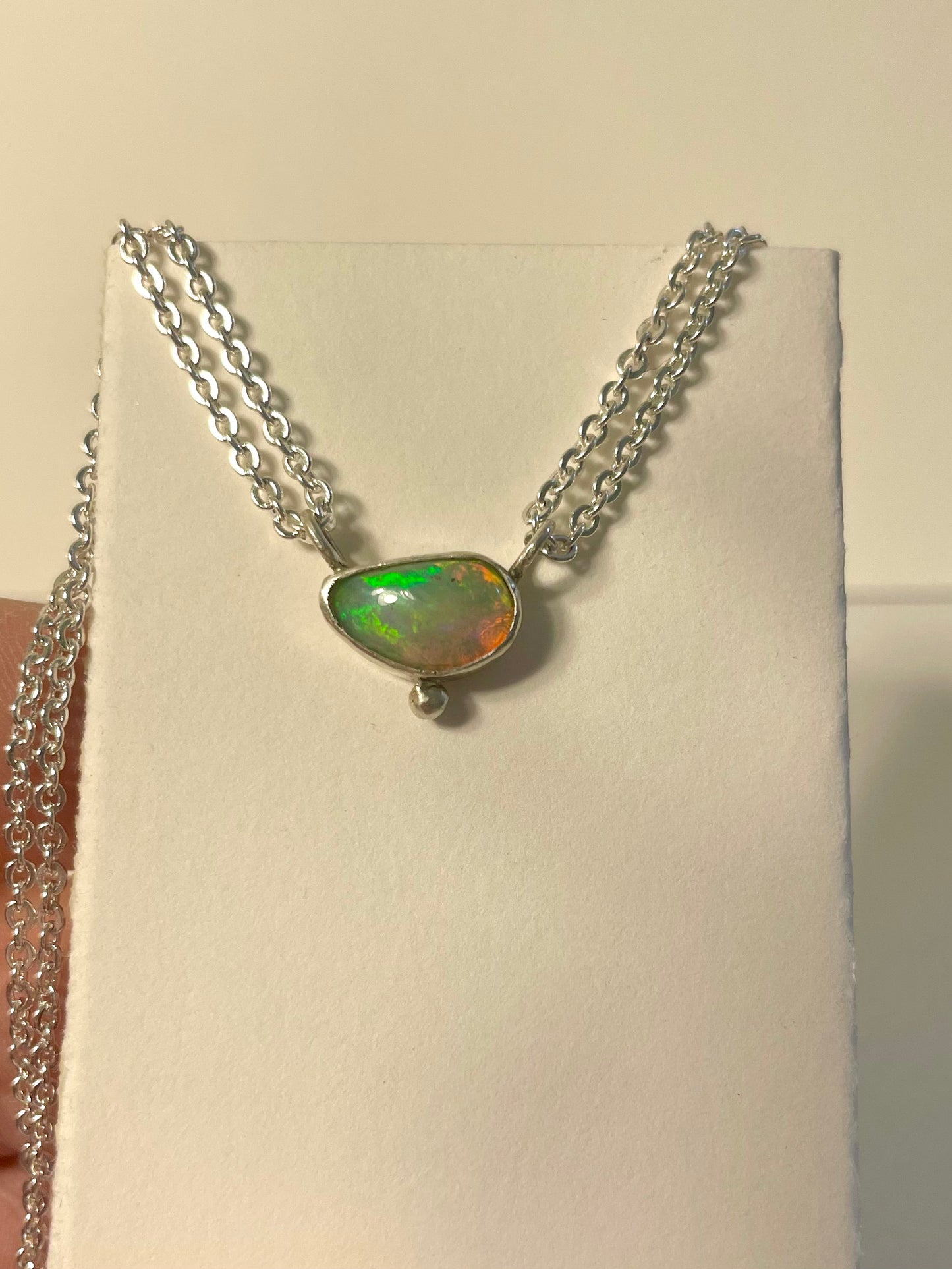 Opal double loop pendant