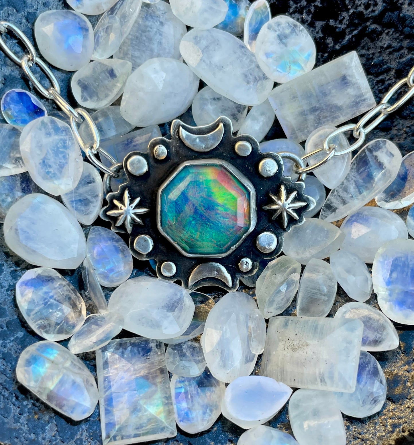 Aura Opal night sky necklace