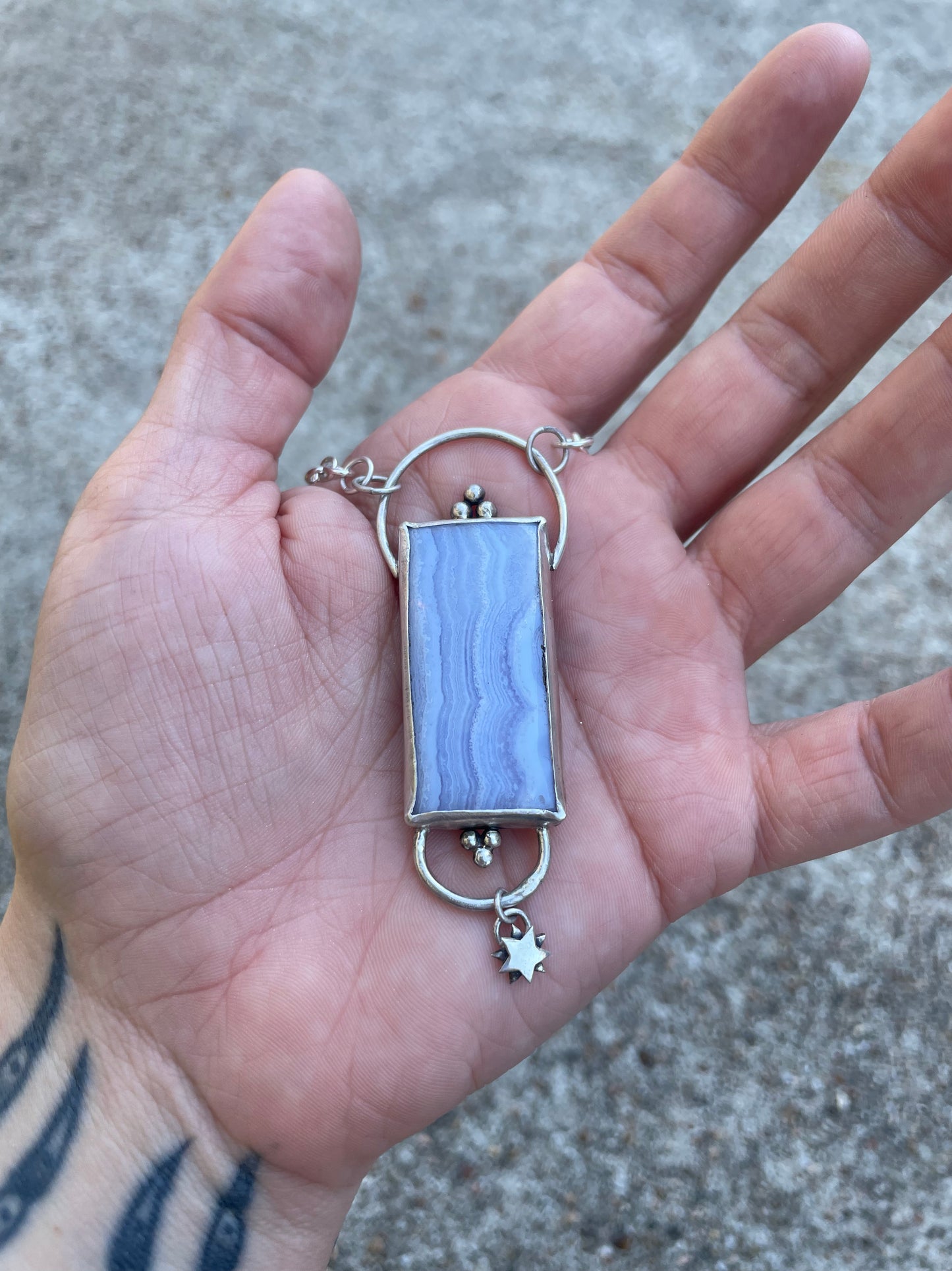 Crazy lace agate statement pendant