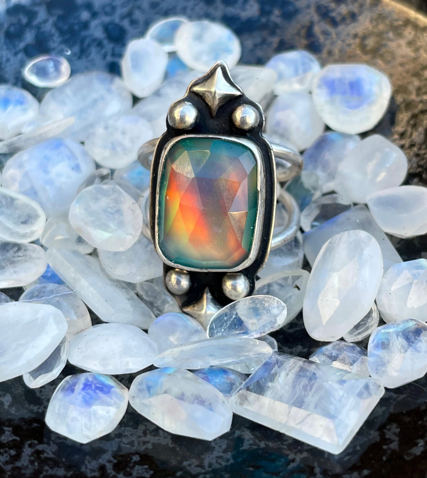 Aura Opal starry sky ring