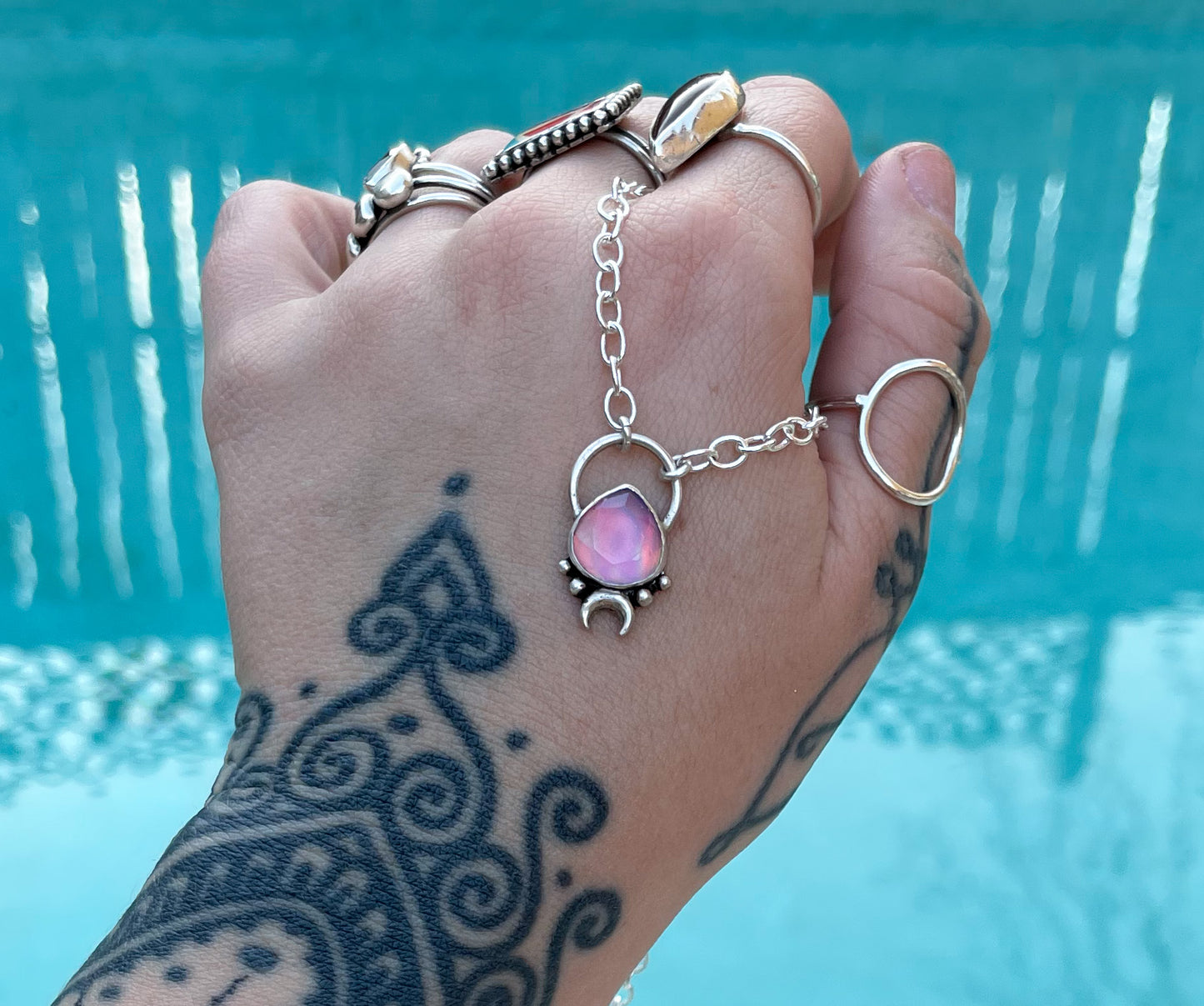 Pastel aura opal moon talisman