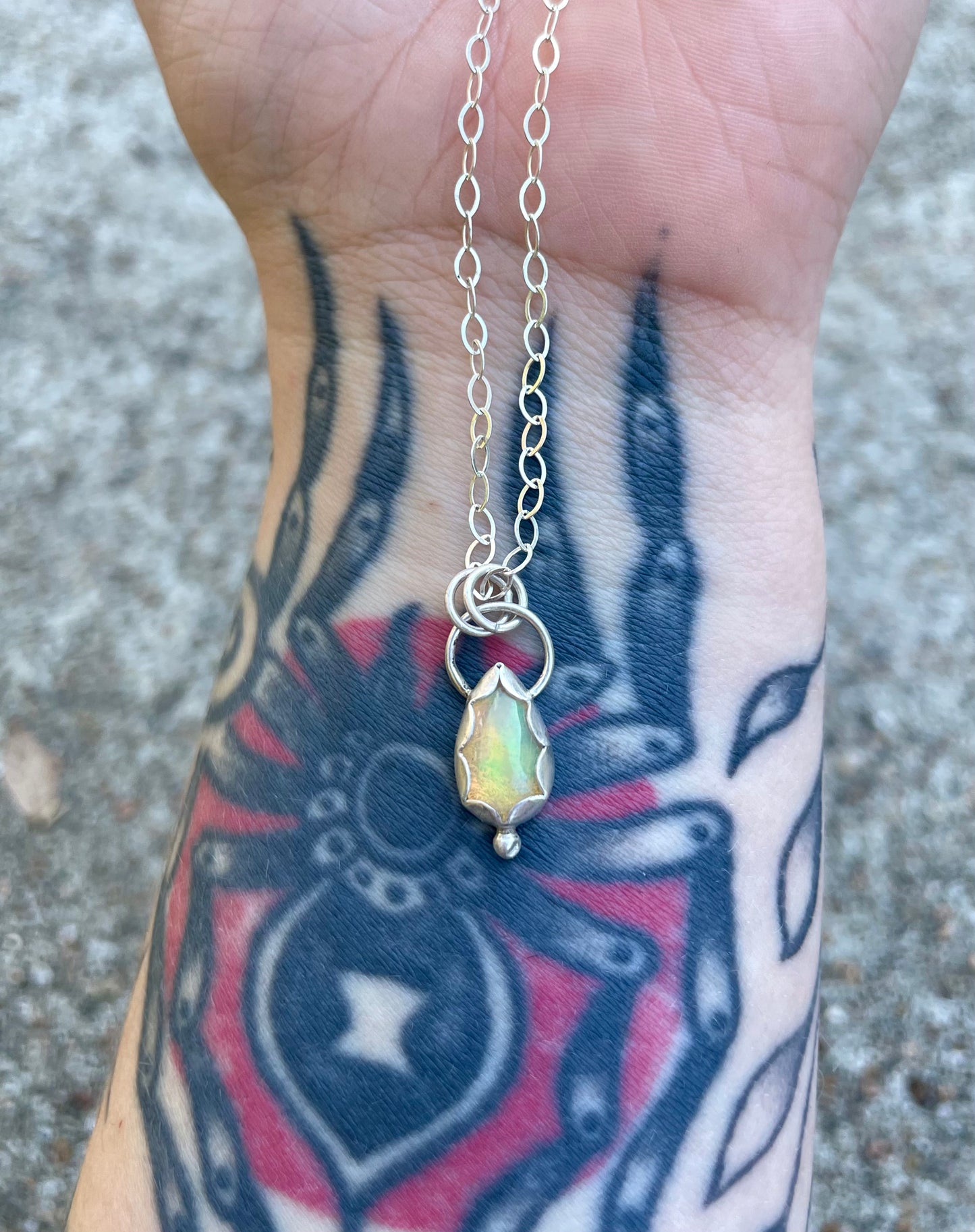 Opal teardrop necklace